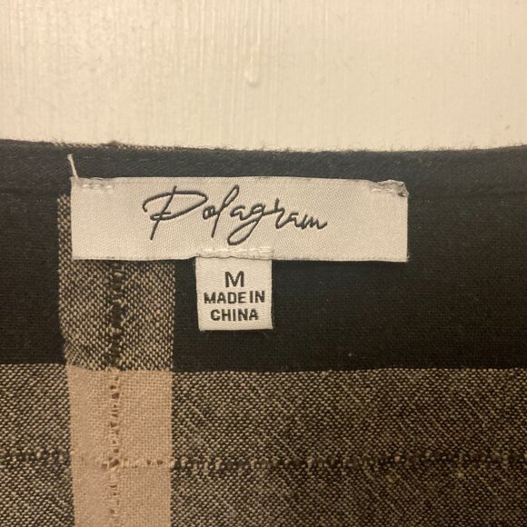 Polagram Black Tan Plaid Embroidered Puff 3/4 Sleeve Modest Midi Dress (Copy) - Picture 2 of 7